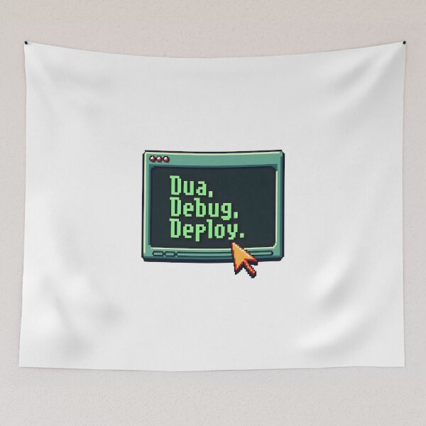 Item preview, Dua Debug Deploy Muslim Coder T-Shirt | Retro Pixel Islamic Streetwear Tee for Programmers & Hijabi Developers designed and sold by Vajid Designs .