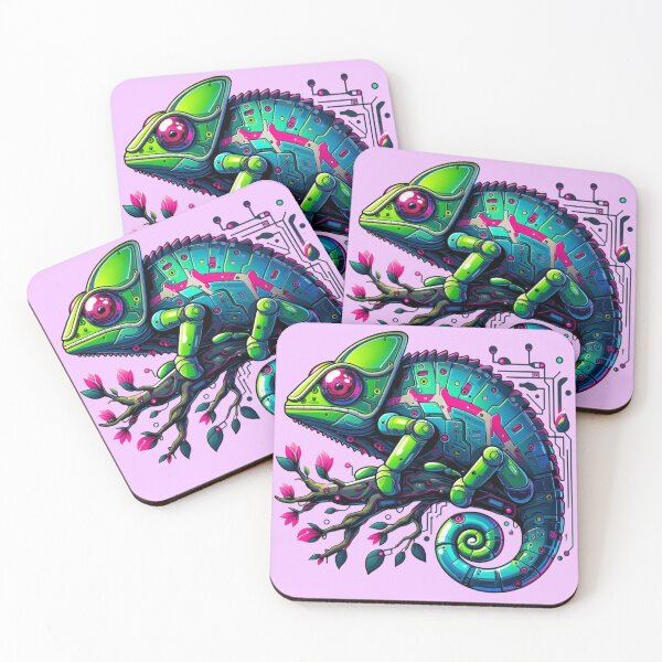Item preview, Cyberpunk Chameleon Pondering Perched on Branch of Information designed and sold by FooryFootPrint.