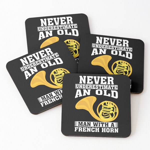Item preview, Never Underestimate an Old Man with A French horn designed and sold by CosmoKitsch.