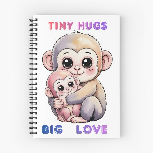 Item preview, Tiny Hugs, Big Love – Adorable Kawaii Baby Monkey Hug Art designed and sold by CrystalCove11.