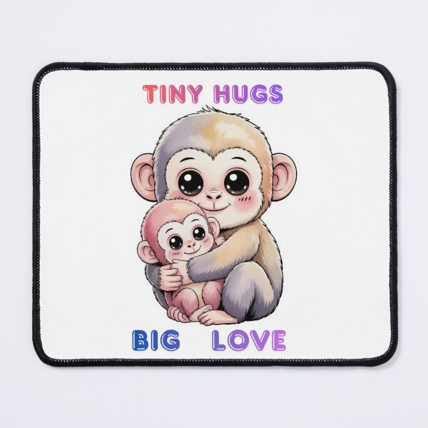 Item preview, Tiny Hugs, Big Love – Adorable Kawaii Baby Monkey Hug Art designed and sold by CrystalCove11.