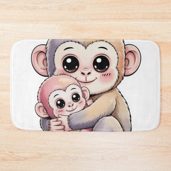 Item preview, Tiny Hugs, Big Love – Adorable Kawaii Baby Monkey Hug Art designed and sold by CrystalCove11.