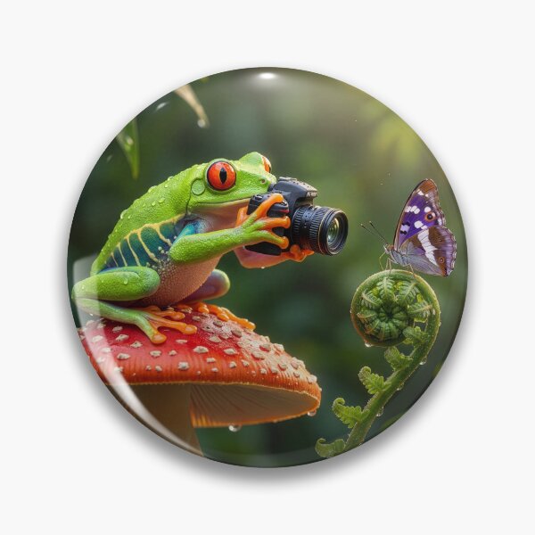 Item preview, Tree Frog Photographer Snaps Photo of Butterfly designed and sold by Tridentulus.
