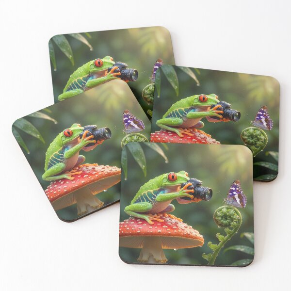 Item preview, Tree Frog Photographer Snaps Photo of Butterfly designed and sold by Tridentulus.