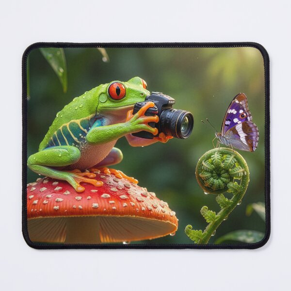 Item preview, Tree Frog Photographer Snaps Photo of Butterfly designed and sold by Tridentulus.