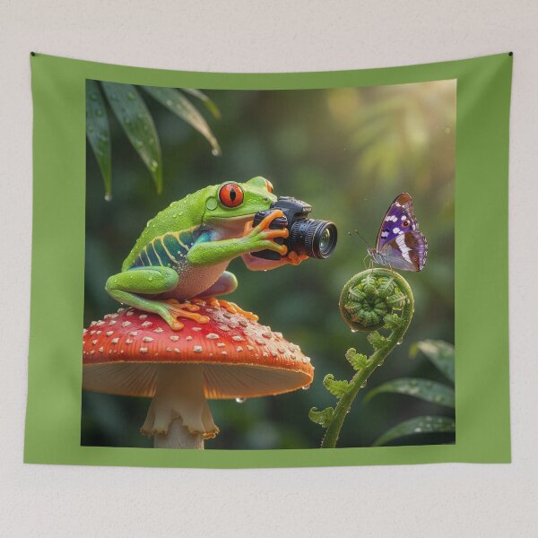 Item preview, Tree Frog Photographer Snaps Photo of Butterfly designed and sold by Tridentulus.