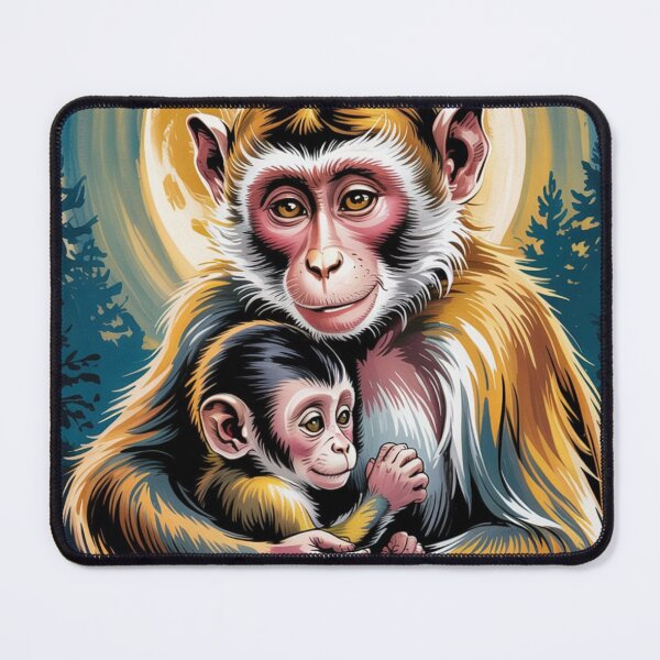 Item preview, Cute Monkey Mother and Baby – Moonlight Forest Wildlife Illustration designed and sold by CrystalCove11.