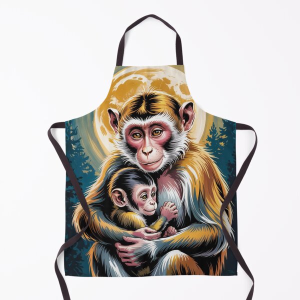 Item preview, Cute Monkey Mother and Baby – Moonlight Forest Wildlife Illustration designed and sold by CrystalCove11.