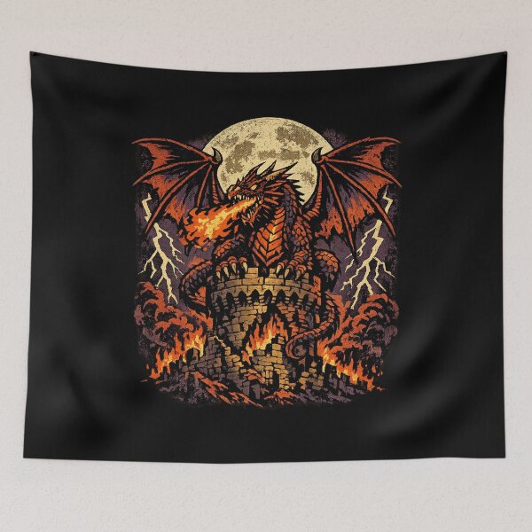 Item preview, Flame Dominion  Vintage Dragon Castle Fantasy Shirt designed and sold by Pop-clothes.