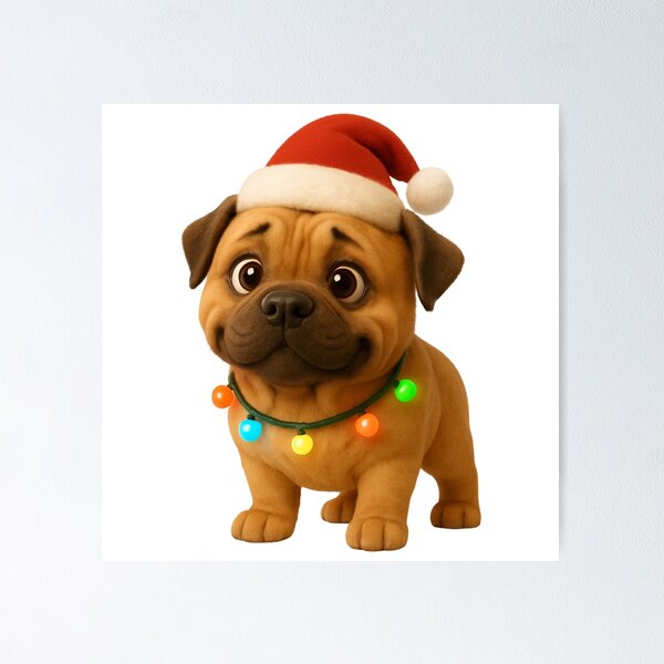 Christmas Bullmastiff Poster