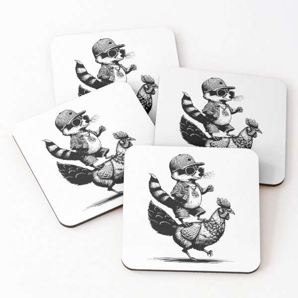Item preview, Cool Raccoon Riding a Chicken  Funny Urban Animal Street Art  designed and sold by SaltCreatives.
