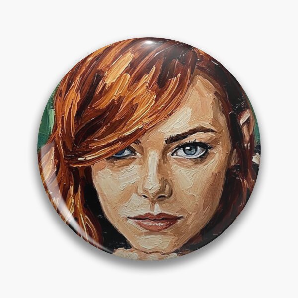 Item preview, Emma Stone – Radiant Auburn Expressive Oil Portrait designed and sold by Art's Diner.