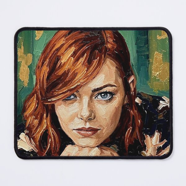 Item preview, Emma Stone – Radiant Auburn Expressive Oil Portrait designed and sold by Art's Diner.