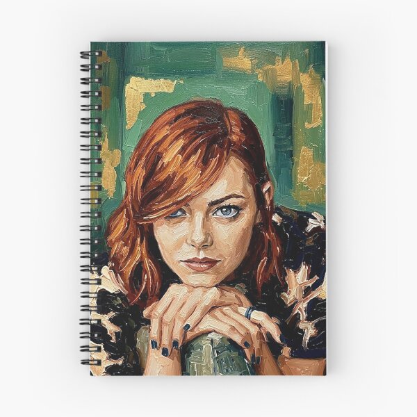 Item preview, Emma Stone – Radiant Auburn Expressive Oil Portrait designed and sold by Art's Diner.