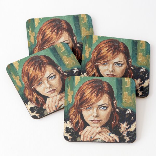 Item preview, Emma Stone – Radiant Auburn Expressive Oil Portrait designed and sold by Art's Diner.