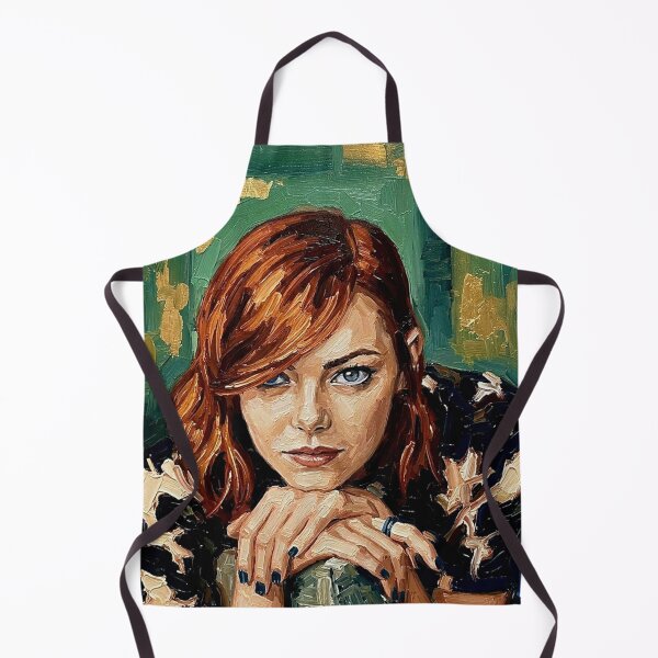 Item preview, Emma Stone – Radiant Auburn Expressive Oil Portrait designed and sold by Art's Diner.