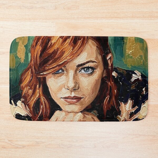 Item preview, Emma Stone – Radiant Auburn Expressive Oil Portrait designed and sold by Art's Diner.