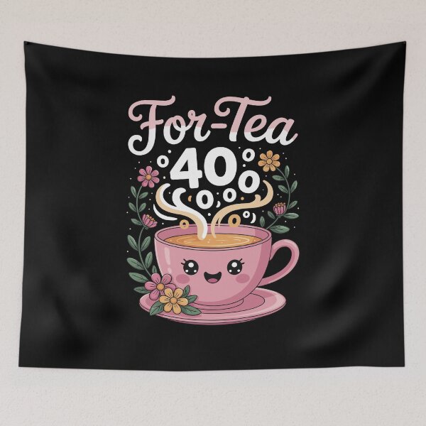 Item preview, Cozy 40th Birthday For-Tea Cute Smiling Teacup designed and sold by Betsytiptoe.