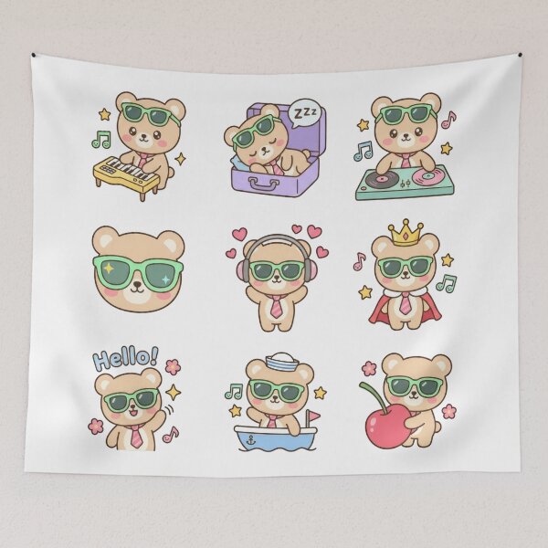 Item preview, Bear Retro 80s Japanese Sticker Sheet designed and sold by elglotonmusical.