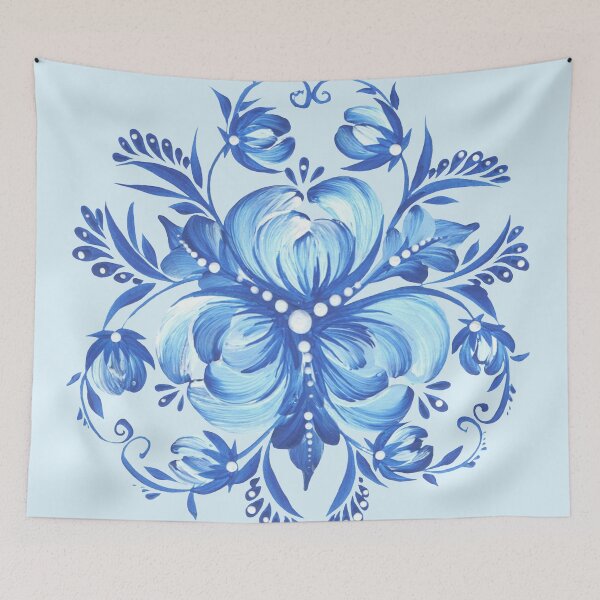 Item preview, blue flowers Ukrainian art Petrykivka art  designed and sold by Sunflower-7.