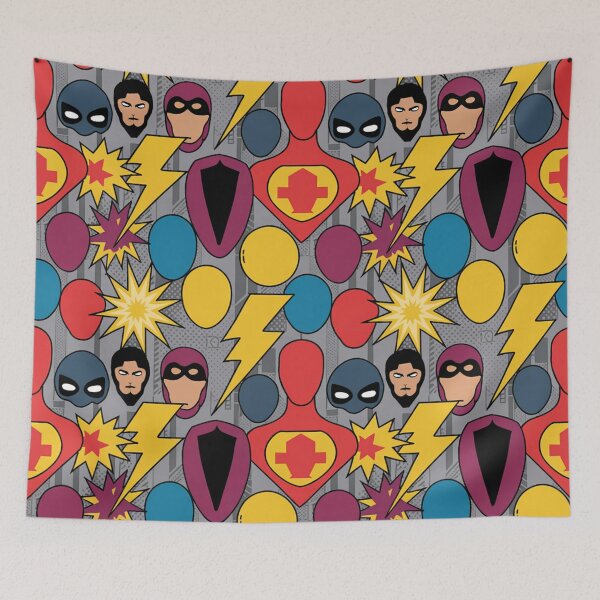Item preview, Bold Comic Book Superhero Seamless Pattern designed and sold by Midnight Veil Designs.