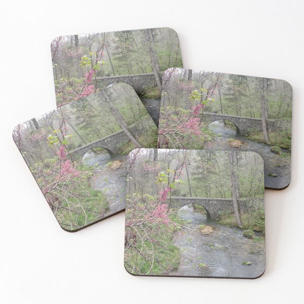 Item preview, Blossoming Redbud and Rustic Stone Arch Bridge designed and sold by Blossom-Breeze.