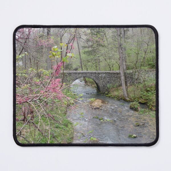 Item preview, Blossoming Redbud and Rustic Stone Arch Bridge designed and sold by Blossom-Breeze.