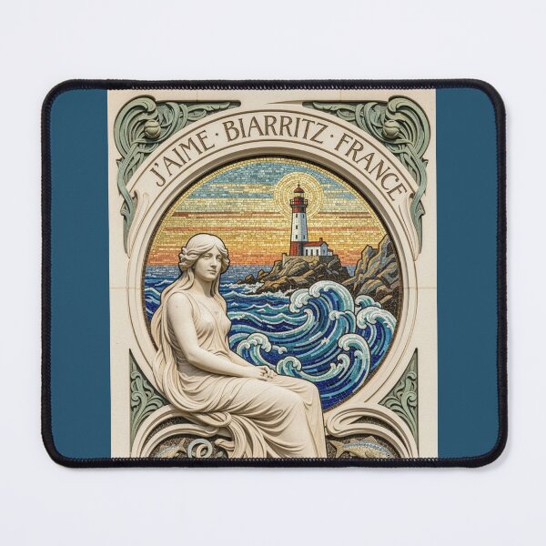 Item preview, Biarritz France Coastal Mosaic - Art Nouveau Lighthouse Art designed and sold by FrancophileFun.