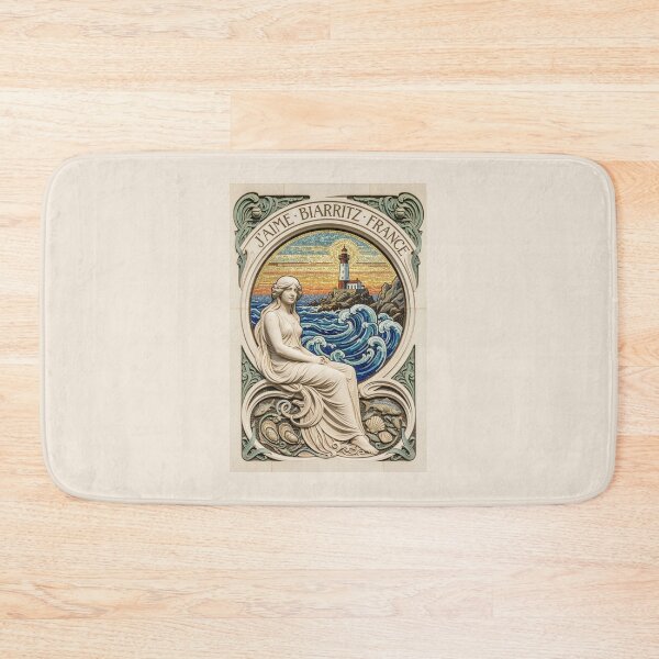 Item preview, Biarritz France Coastal Mosaic - Art Nouveau Lighthouse Art designed and sold by FrancophileFun.