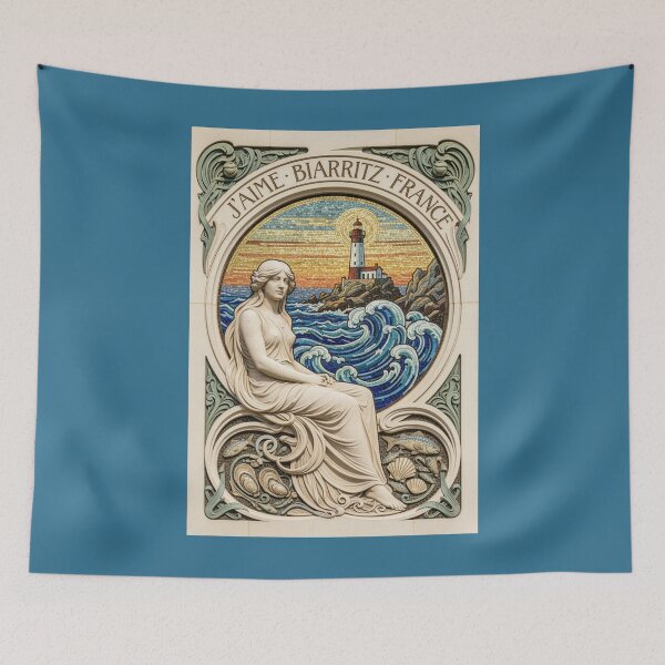 Item preview, Biarritz France Coastal Mosaic - Art Nouveau Lighthouse Art designed and sold by FrancophileFun.