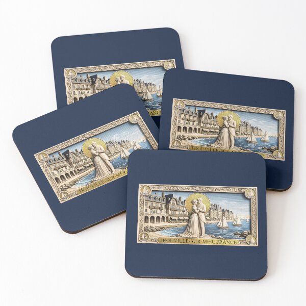 Item preview, Trouville-sur-Mer Belle Époque Romance - Vintage Mosaic France Poster designed and sold by FrancophileFun.