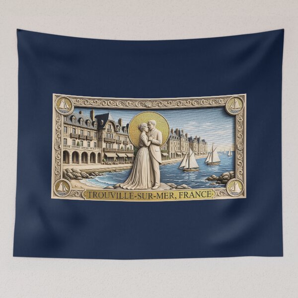 Item preview, Trouville-sur-Mer Belle Époque Romance - Vintage Mosaic France Poster designed and sold by FrancophileFun.