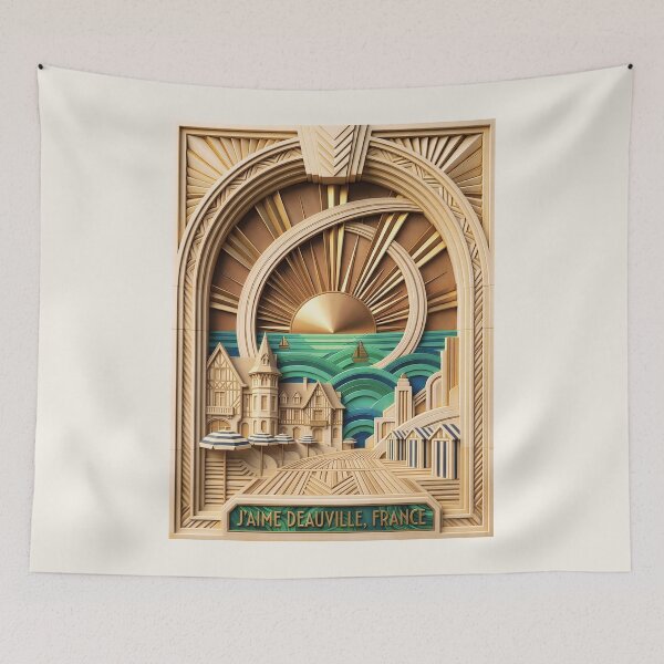 Item preview, Deauville Les Planches Boardwalk Art - France Art Deco Mosaic designed and sold by FrancophileFun.