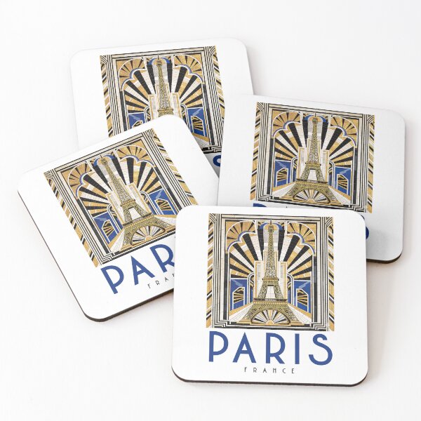 Item preview, Paris Eiffel Tower Art Deco Mosaic - Vintage France Poster designed and sold by FrancophileFun.