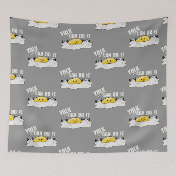Item preview, Yolk Can Do It - Funny Egg Gym Pun Illustration designed and sold by TheArtOfTreble.