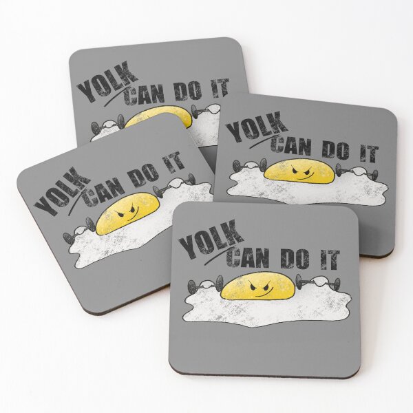 Item preview, Yolk Can Do It - Funny Egg Gym Pun Illustration Dark Text designed and sold by TheArtOfTreble.