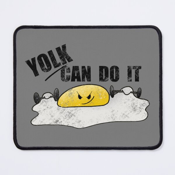 Item preview, Yolk Can Do It - Funny Egg Gym Pun Illustration Dark Text designed and sold by TheArtOfTreble.