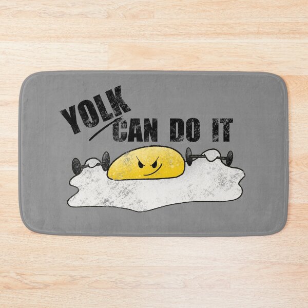Item preview, Yolk Can Do It - Funny Egg Gym Pun Illustration Dark Text designed and sold by TheArtOfTreble.