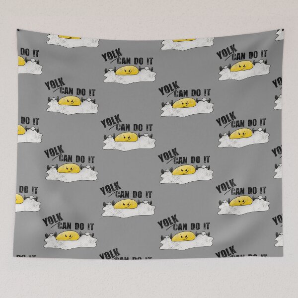 Item preview, Yolk Can Do It - Funny Egg Gym Pun Illustration Dark Text designed and sold by TheArtOfTreble.