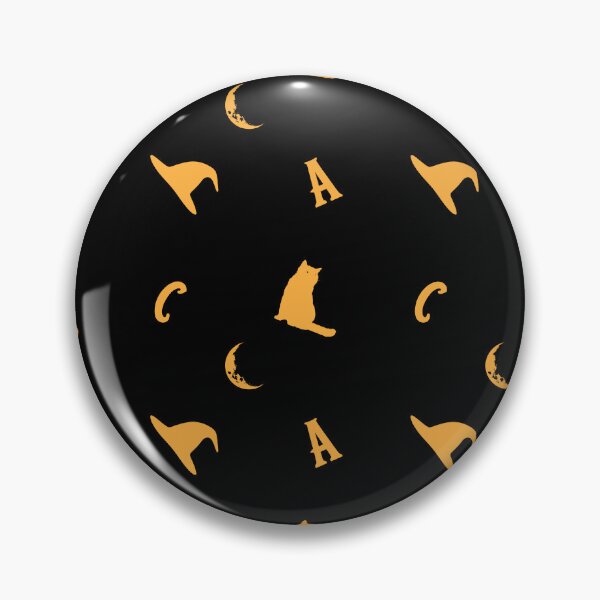 Item preview, Amanda Cadabra Witchy Tile Pattern – Cat, Moon & Hat Design - Gold on Black designed and sold by Amanda-Cadabra.