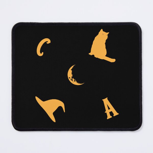 Item preview, Amanda Cadabra Witchy Tile Pattern – Cat, Moon & Hat Design - Gold on Black designed and sold by Amanda-Cadabra.