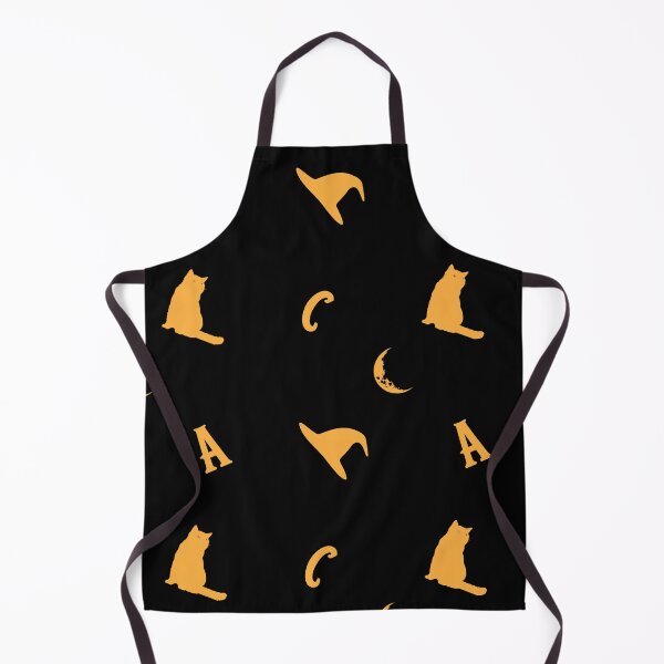 Item preview, Amanda Cadabra Witchy Tile Pattern – Cat, Moon & Hat Design - Gold on Black designed and sold by Amanda-Cadabra.