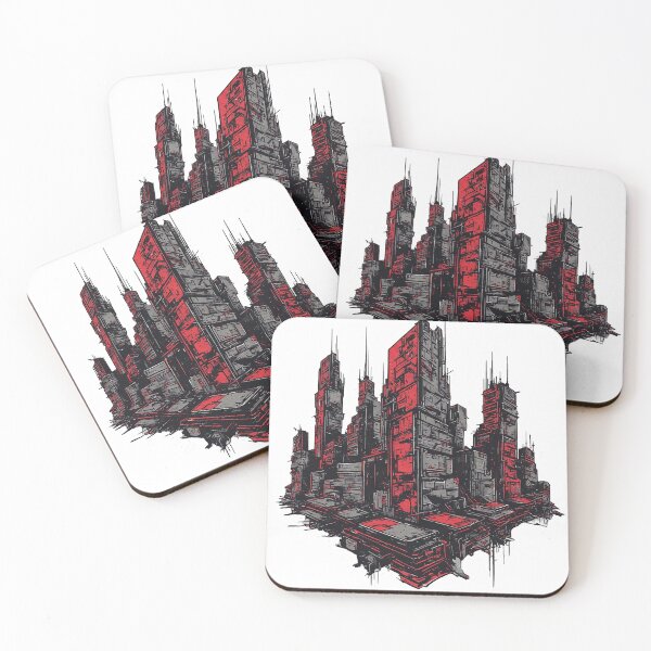 Item preview, Dystopian Red Cyberpunk Floating City designed and sold by BassLineDesign.