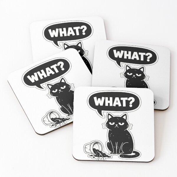 Item preview, Funny Black Cat What Speech Bubble Sarcastic Design designed and sold by designleon19.