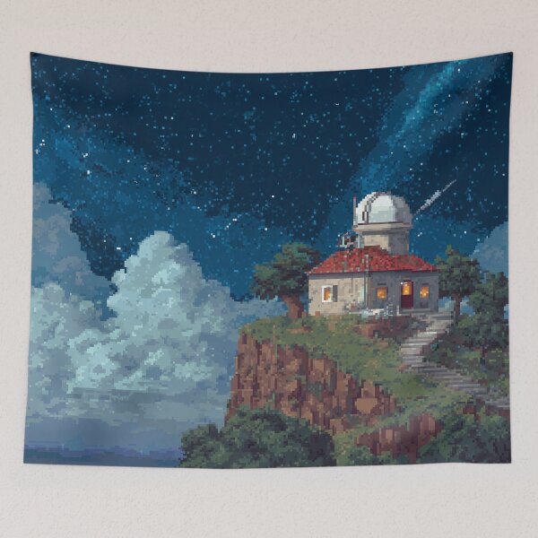 Item preview, Pixel Art Observatory on Starry Cliff designed and sold by Rtymer.