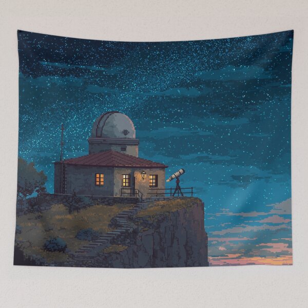 Item preview, Pixel Art Observatory on Starry Cliff designed and sold by Rtymer.
