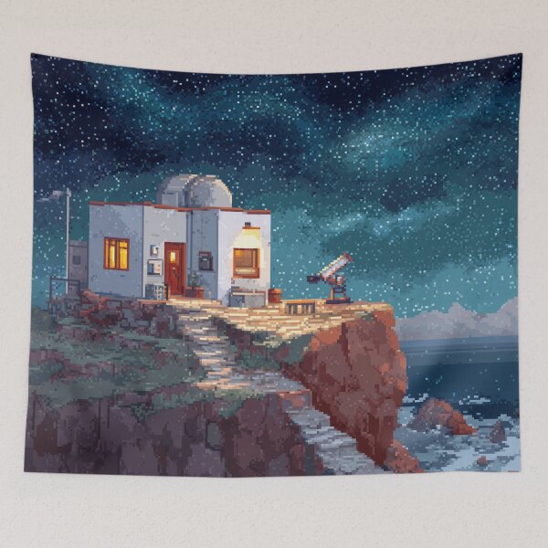 Item preview, Pixel Art Observatory on Starry Cliff designed and sold by Rtymer.