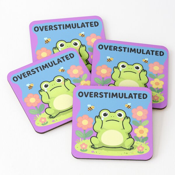 Item preview, Overstimulated Frog – Relatable Introvert Spring Meme Sticker designed and sold by AnimalAirtistry.