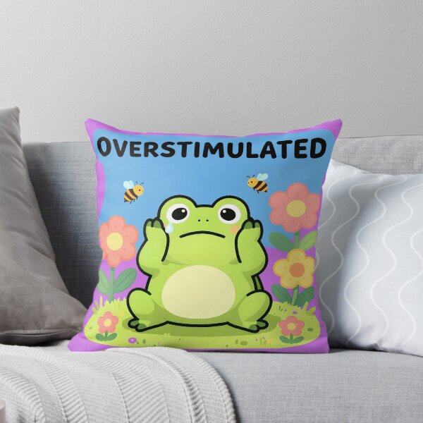 Item preview, Overstimulated Frog – Relatable Introvert Spring Meme Sticker designed and sold by AnimalAirtistry.
