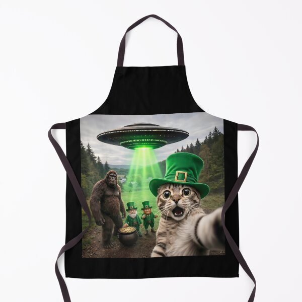 Item preview, Funny Cat Selfie Bigfoot UFO Leprechaun St Patricks Day Chaos designed and sold by Ali-printshop.